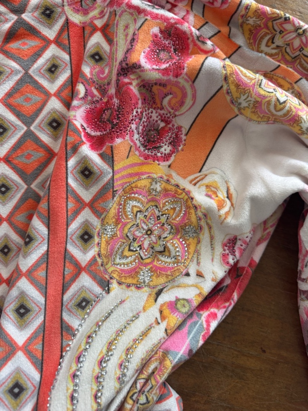 Women’s Pink Floral & Geometric Swim Coverup Kimono Wrap Up by VP made in USA - Picture 4 of 5
